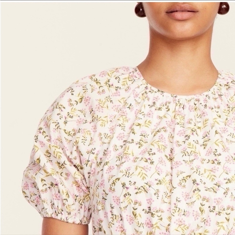 J. Crew Eden Poplin Meadow Floral Midi Short Sleeve Lower Back Cutout Dress 4 - Picture 6 of 16
